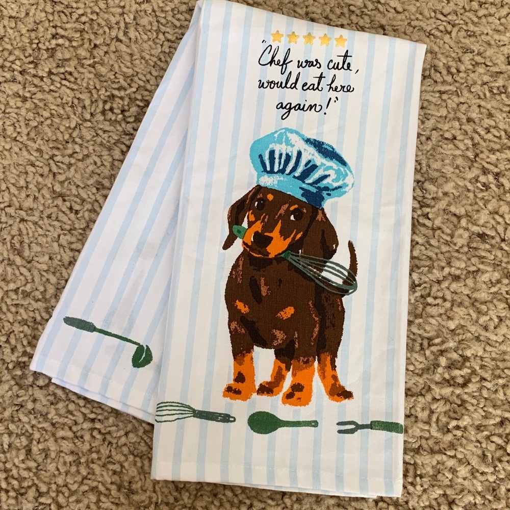 NWOT Anthropologie dachshund dog kitchen towel-Sous Chef Dish Towel-current - Picture 4 of 9